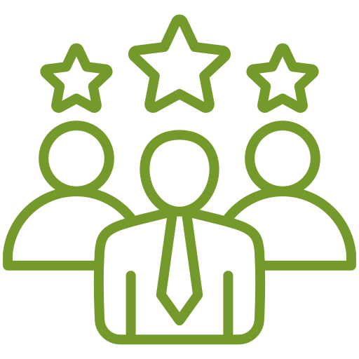 A group of people standing next to each other with stars above them.