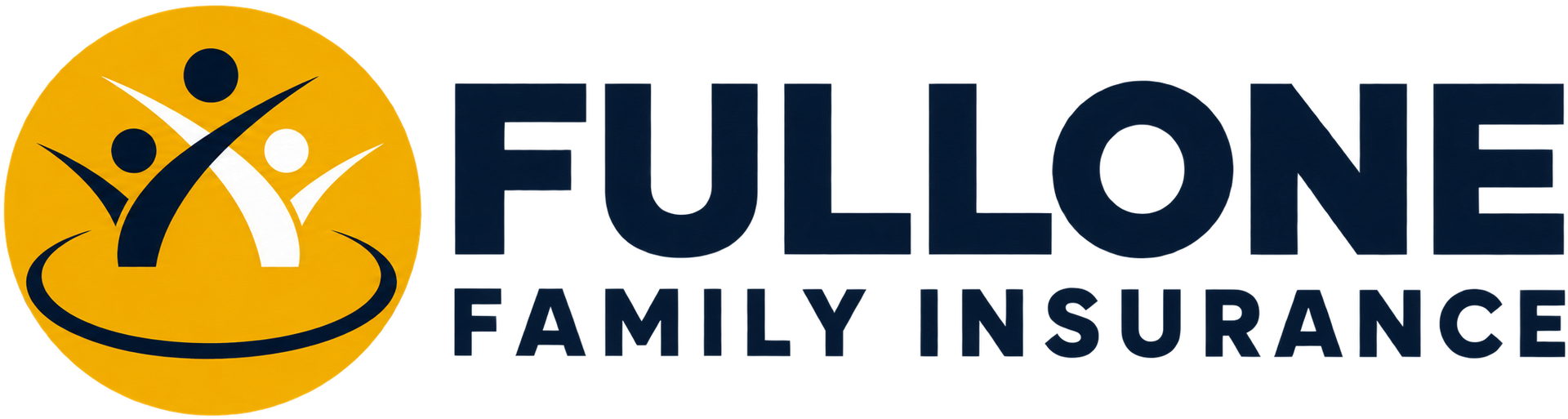 Fullone Family Insurance logo with yellow circle and black family icon on white background