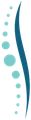A stylized graphic of a human spine represented by a vertical dark teal curve alongside a series of light teal dots.