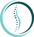 A circular logo featuring a stylized spine made of dots, curved in an S-shape, in shades of teal and dark green.