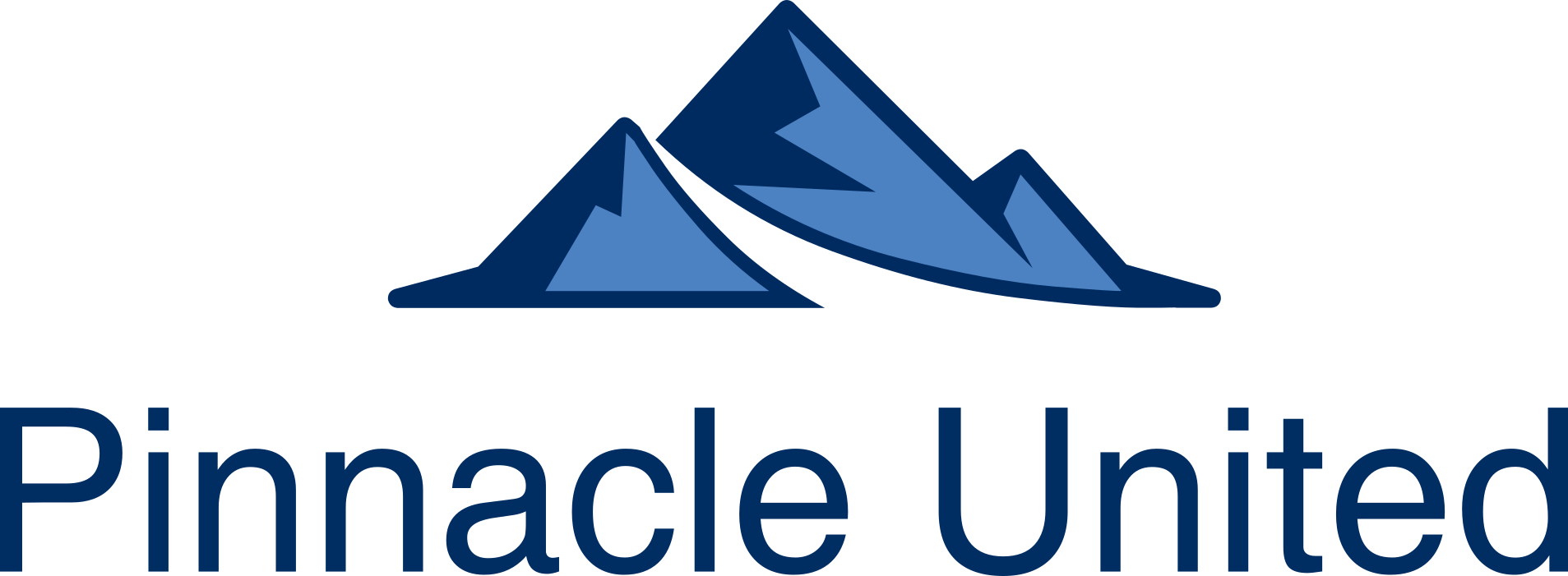Logo with blue mountains above the text "Pinnacle United."
