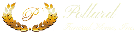 Gold laurel wreath logo with elegant cursive text &ldquo;Pollard&rdquo; on a white background