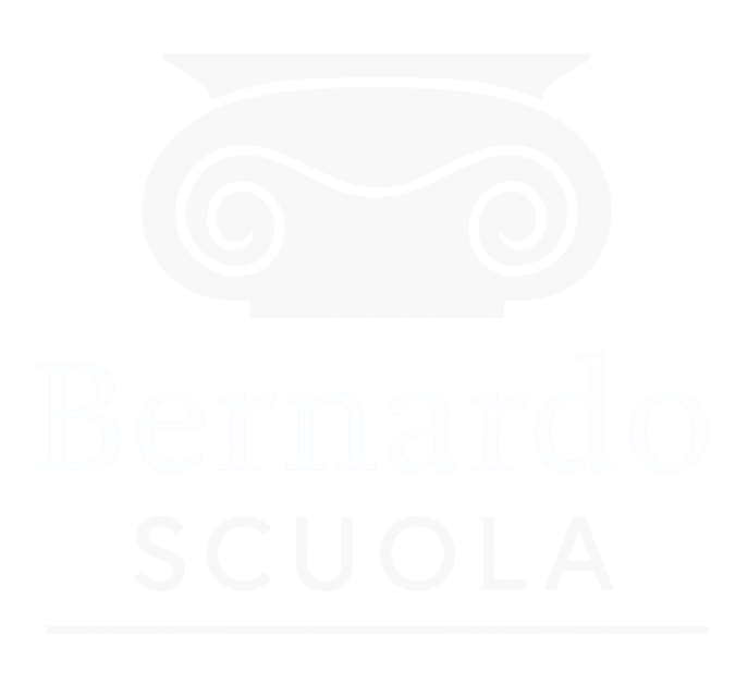 Logotipo blanco con pilar clásico en la parte superior y texto
