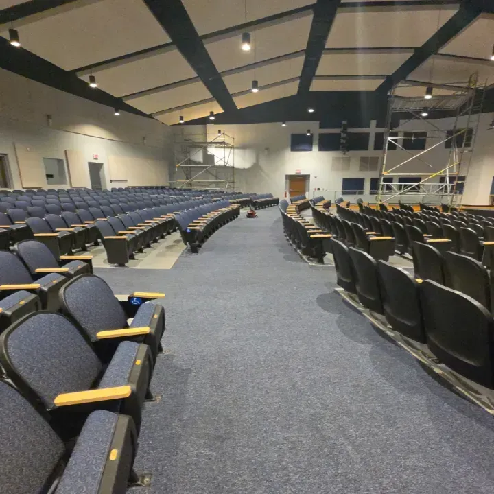 Empty auditorium with lights replaced