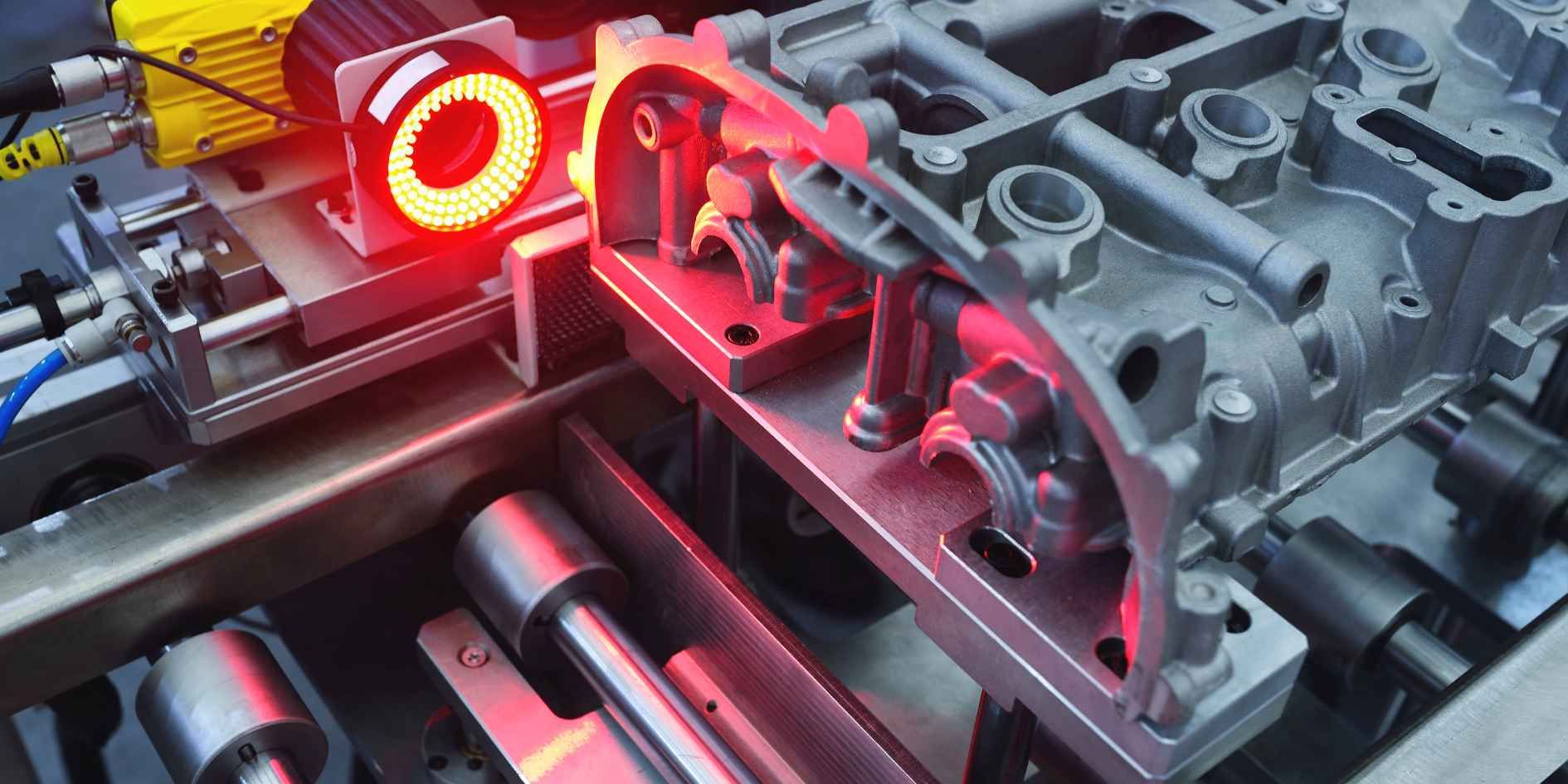Blue current transformer sensors and split-core rings on a white background