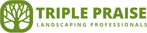 Triple Praise Landscaping Professionals logo with green tree icon and text