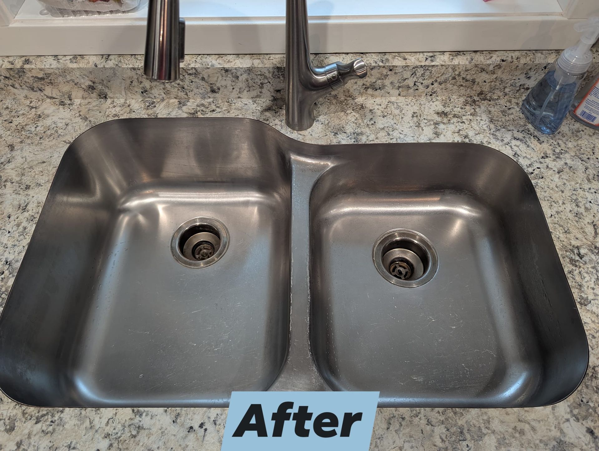Stainless steel double sink with faucet,