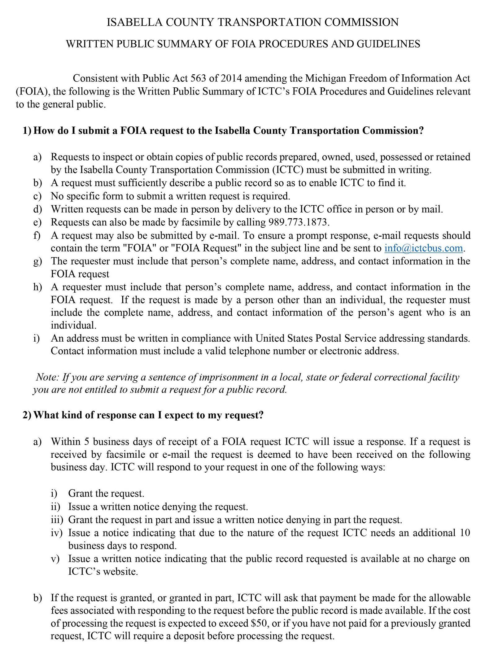 FOIA Policy Instructions