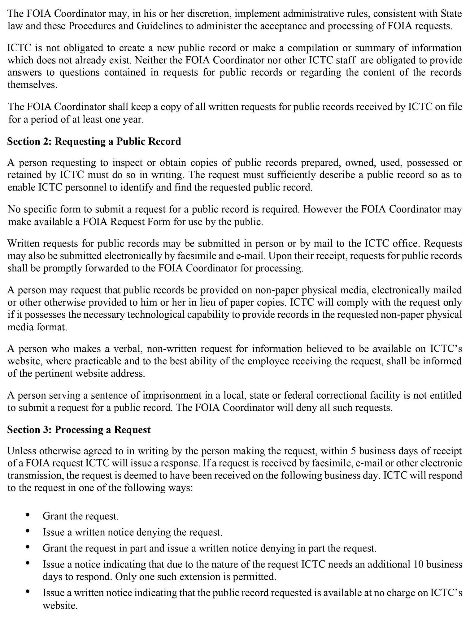 FOIA Policy Instructions