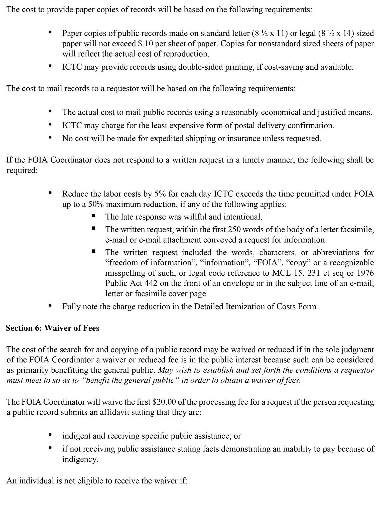 FOIA Policy Instructions