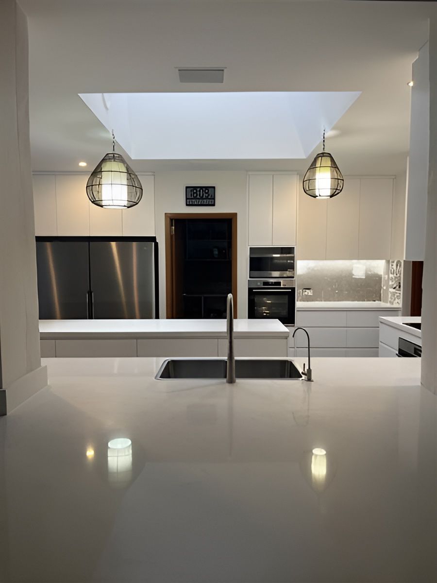 Modern Kitchen With Large Stainless Steel Fridge — Piscopo Kitchens Plus In Forster, NSW