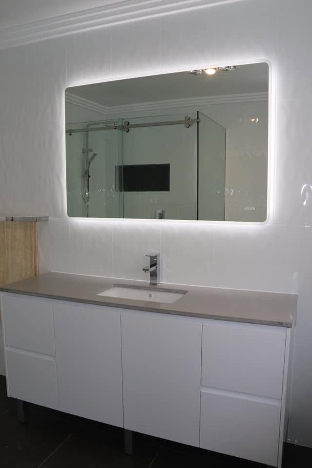 Modern Bathroom Vanity With Mirror — Piscopo Kitchens Plus In Forster, NSW
