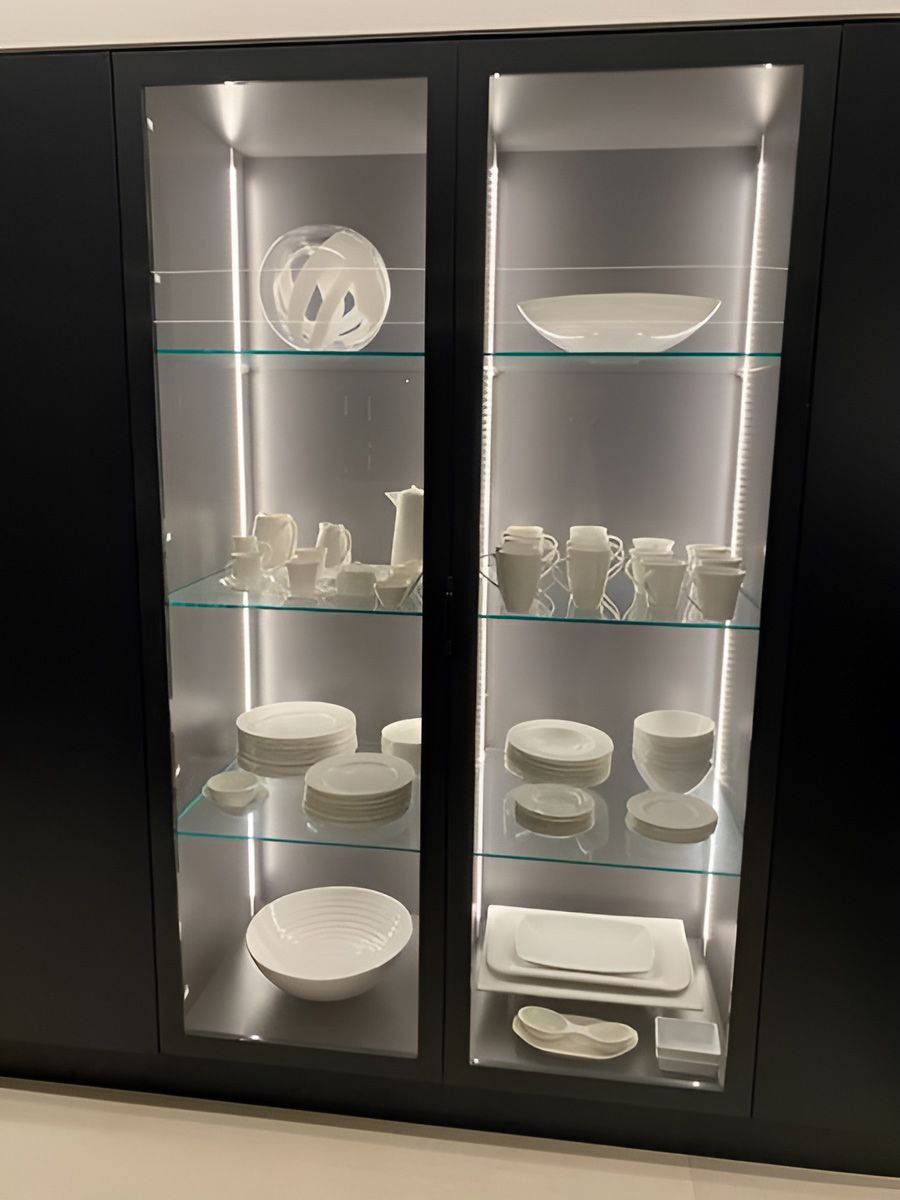 Glass Cabinet Showcasing Elegant Ceramics — Piscopo Kitchens Plus In Forster, NSW