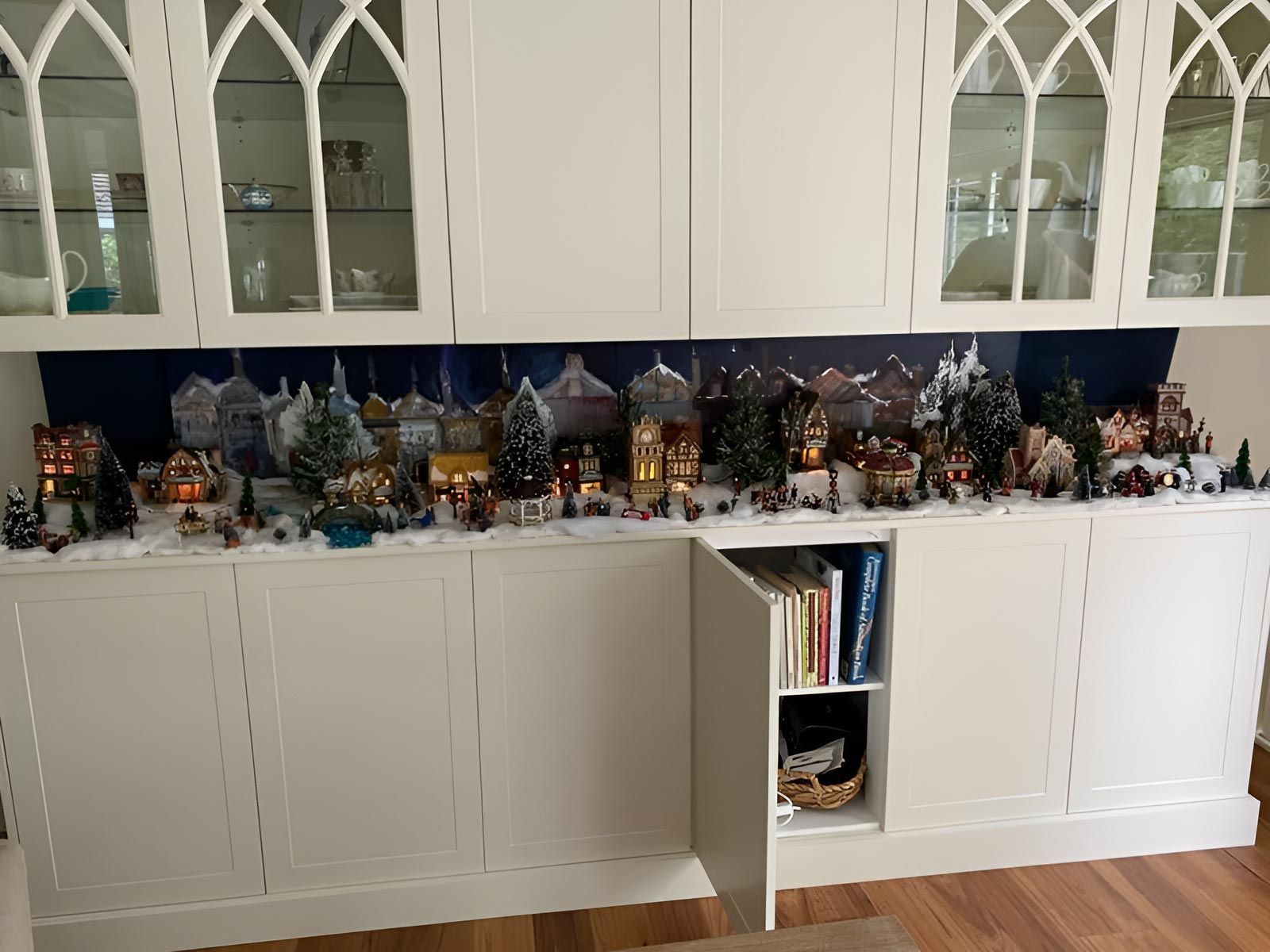 Cabinet Display of a Miniature Winter Village — Piscopo Kitchens Plus In Forster, NSW