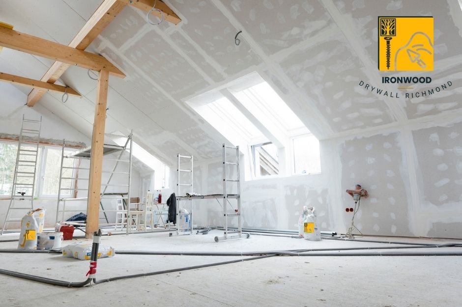 A Richmond commercial drywall installation company in Brighouse Village, BC completing a large sheetrock project.
