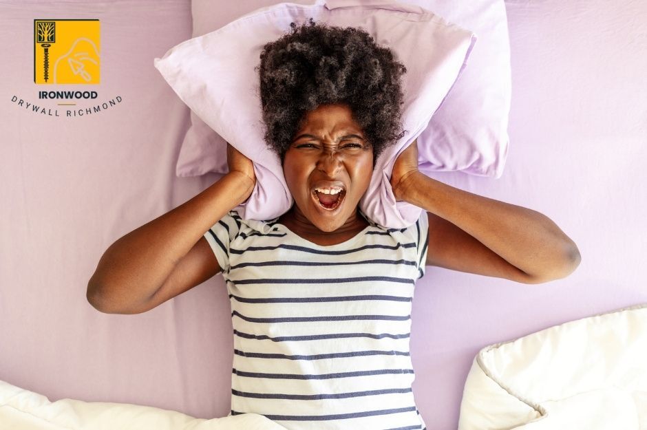 Women wishing she had Richmond soundproof drywall contractors in British Columbia for her Riverdale home that is not keeping out the loud noises.