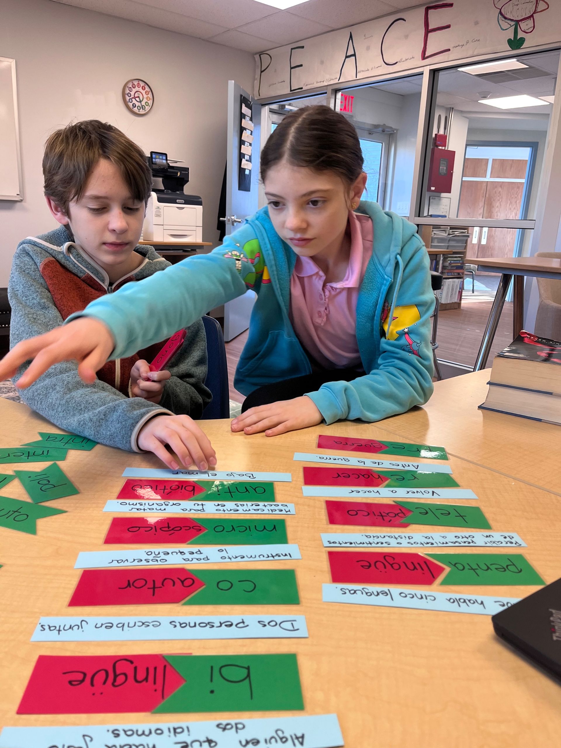 Montessori studdent working in classroom