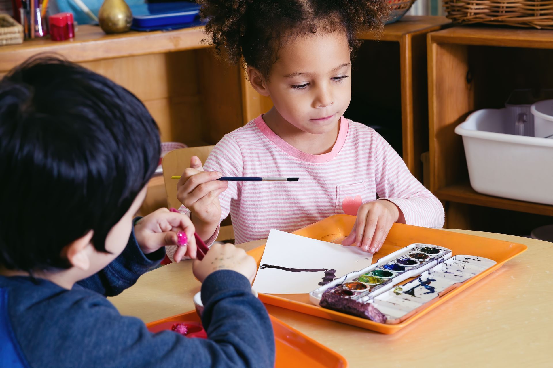Montessori children painting