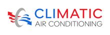 Climatic Air Conditioning Logo for Climatic Air Conditioning, with a stylized design of red arrows, a blue