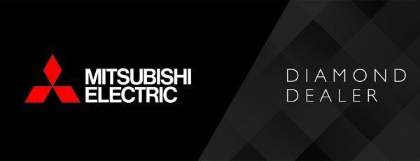 Image License of The Business | Geelong, VIC | Climatic AC Mitsubishi Electric Diamond Dealer logo on a black background.