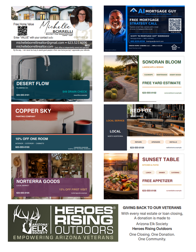 Shared neighborhood mailer with local business tiles