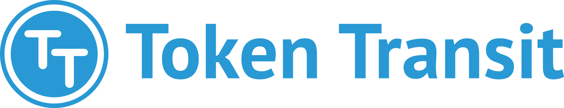Token Transit logo: Blue circle with