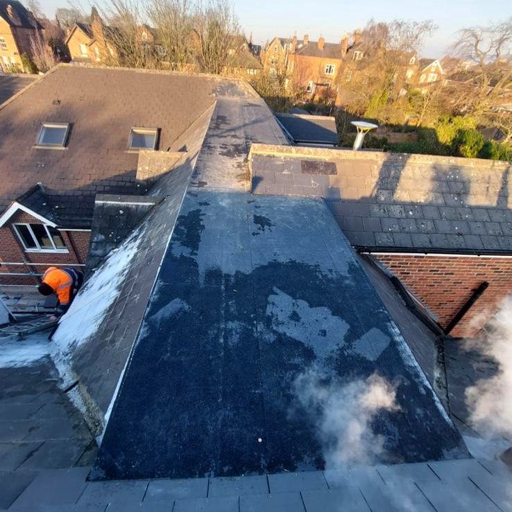 Work on a large roof by Hightop Roofers Birmingham