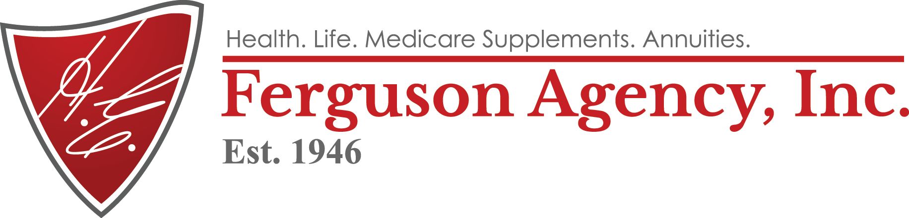 Logo for Ferguson Agency, Inc., featuring a red shield emblem next to the company name and "Est. 1946" in red text.