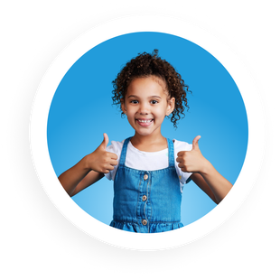 Happy child giving thumbs up after successful ABA therapy