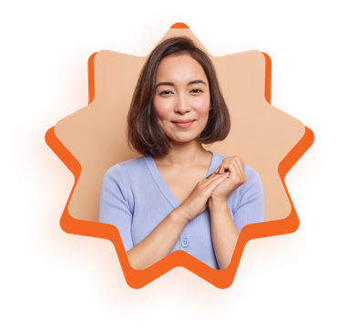 Smiling ABA therapist framed in orange star shape