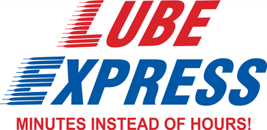 Lube Express logo in red and blue with text: "Minutes Instead of Hours!"