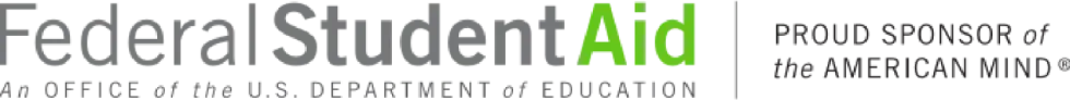Federal Student Aid logo with a Proud Sponsor of the American Mind banner