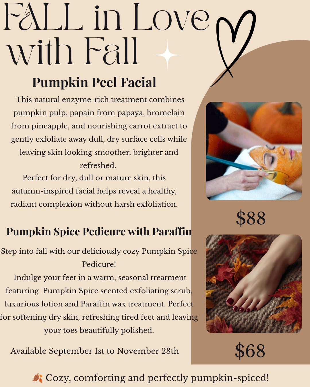 Advertisement for a December special pedicure. Features a woman's feet, cookie, and drink. Includes text details.