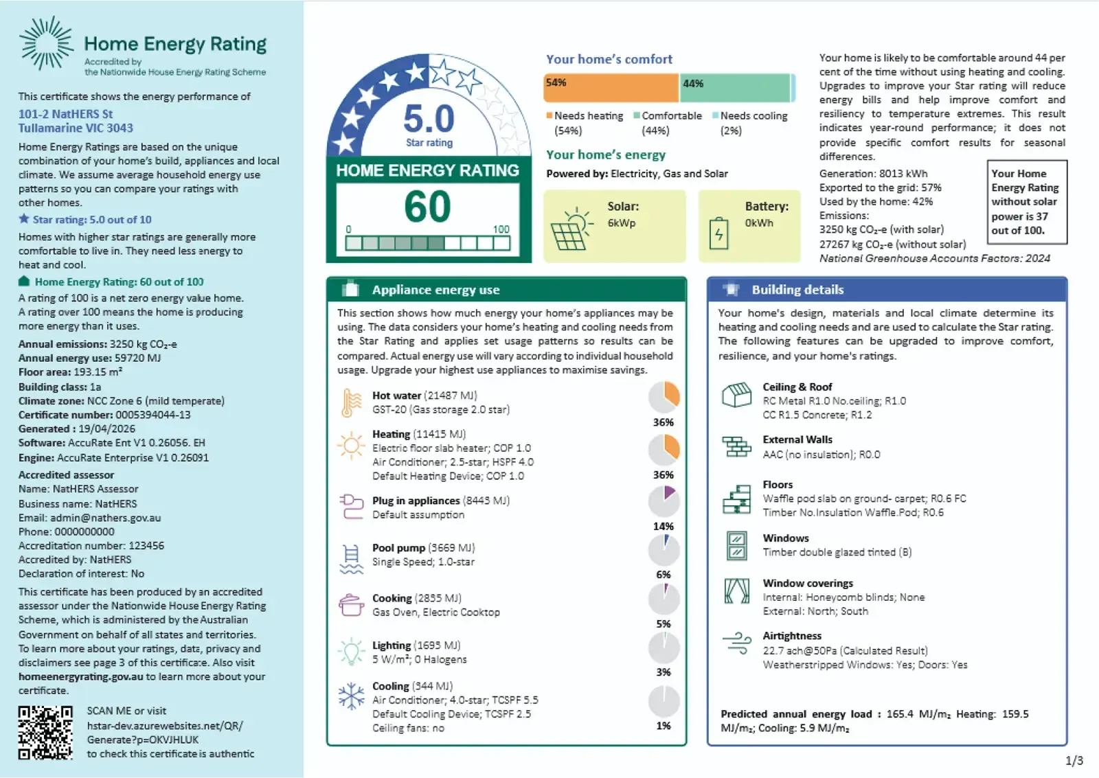 NatHERS Existing Home Energy Rating Certificate from Boucher Consultancy in Ballarat