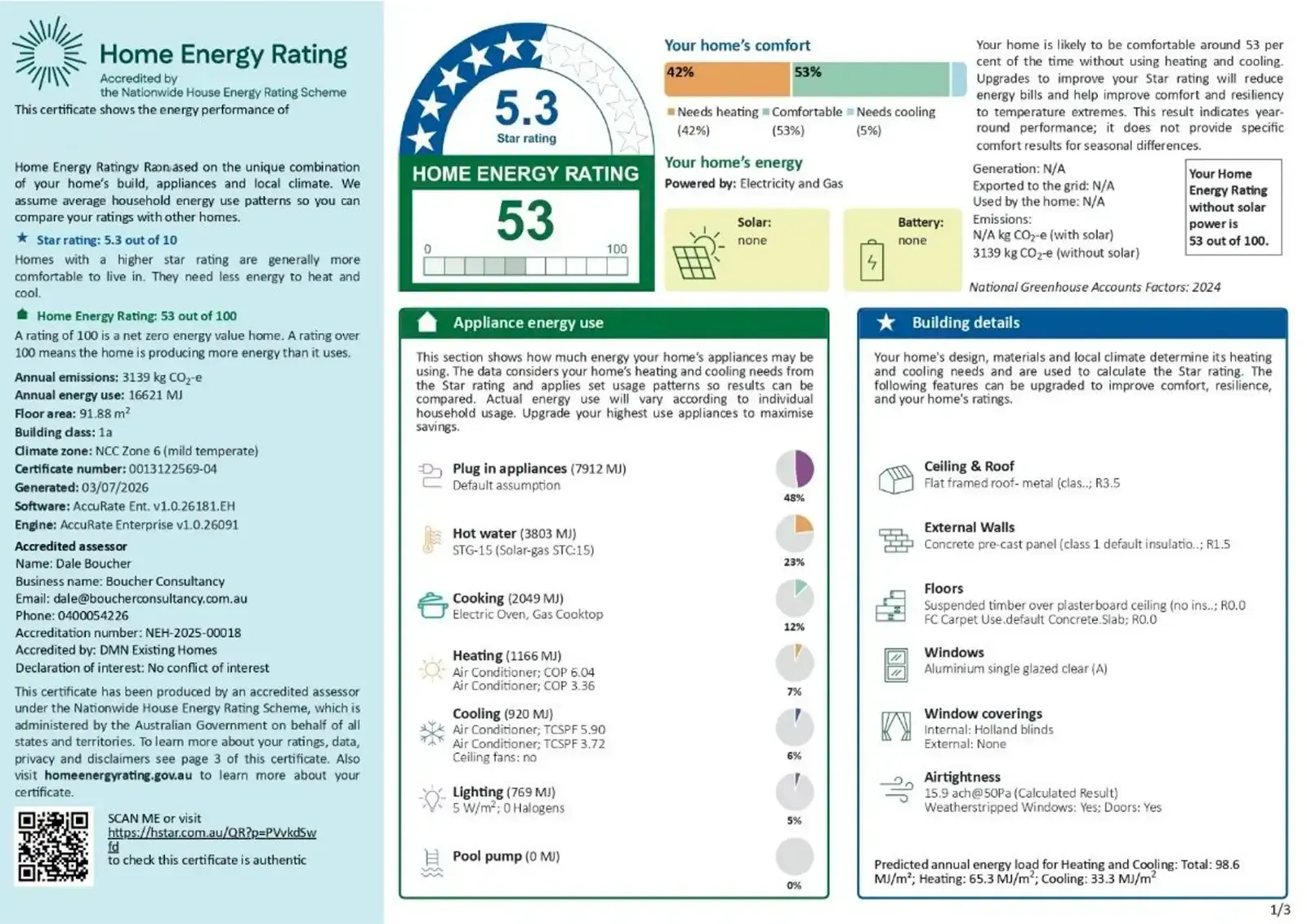 NATHERS New Home Energy Rating Certificate from Boucher Consultancy in Ballarat