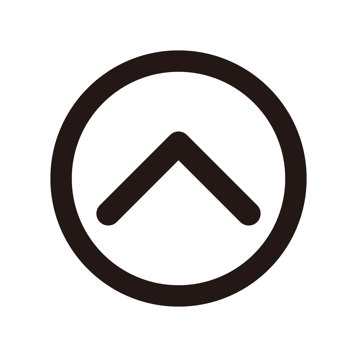 Up arrow inside a circle, pointing upward.