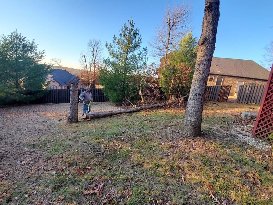 Backyard at sunset with a child near a swing set, trees, and a house in the background