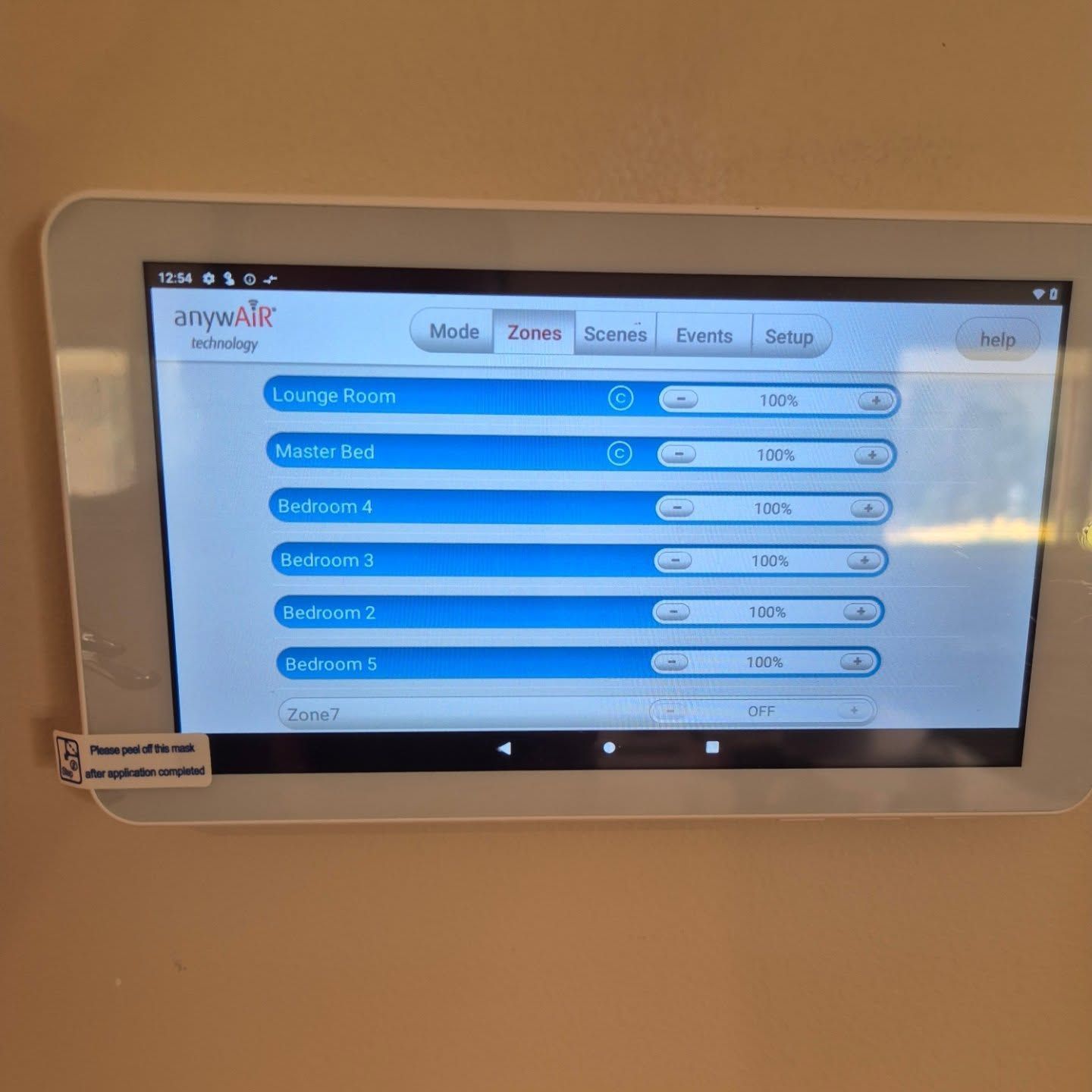 A white touch screen displaying an Aircondition — Bay & Basin Air Conditioning & Refrigeration Pty Ltd in Batemans Bay, NSW