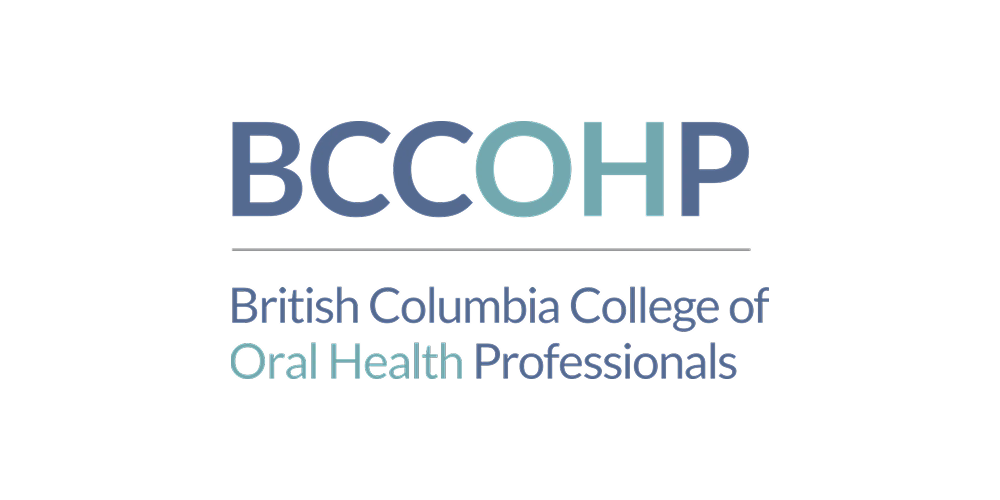 Logo for the British Columbia College of Oral Health Professionals with blue text on a white background.