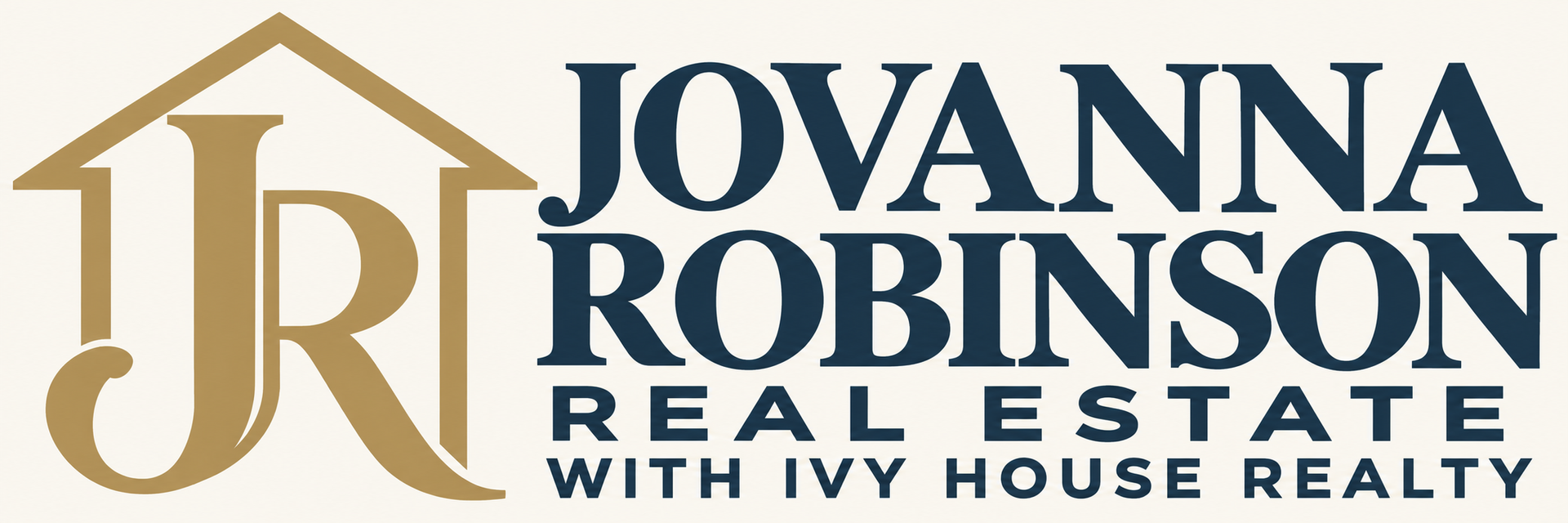 Jovanna Robinson Real Estate logo in brown and gold with house roof icon and “With Your House Realty” text