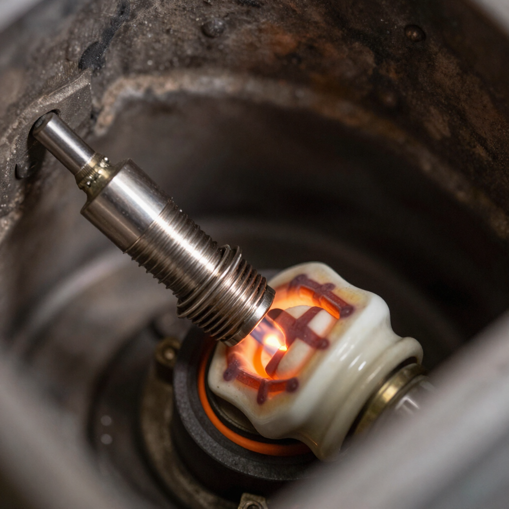 Glowing red-hot coil inside a small metal chamber, viewed through an angled opening