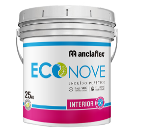 Cubo de pintura para plásticos de interior Anclaflex EconoVe, blanca con etiqueta azul y magenta.