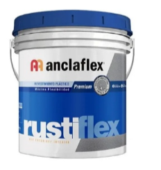 Cubo blanco de Anclaflex Rustiflex con tapa y etiqueta azules.