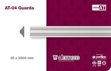 AT-04 Guarda aluminum rail profile, silver, 40 x 2000 mm, on white and magenta product label