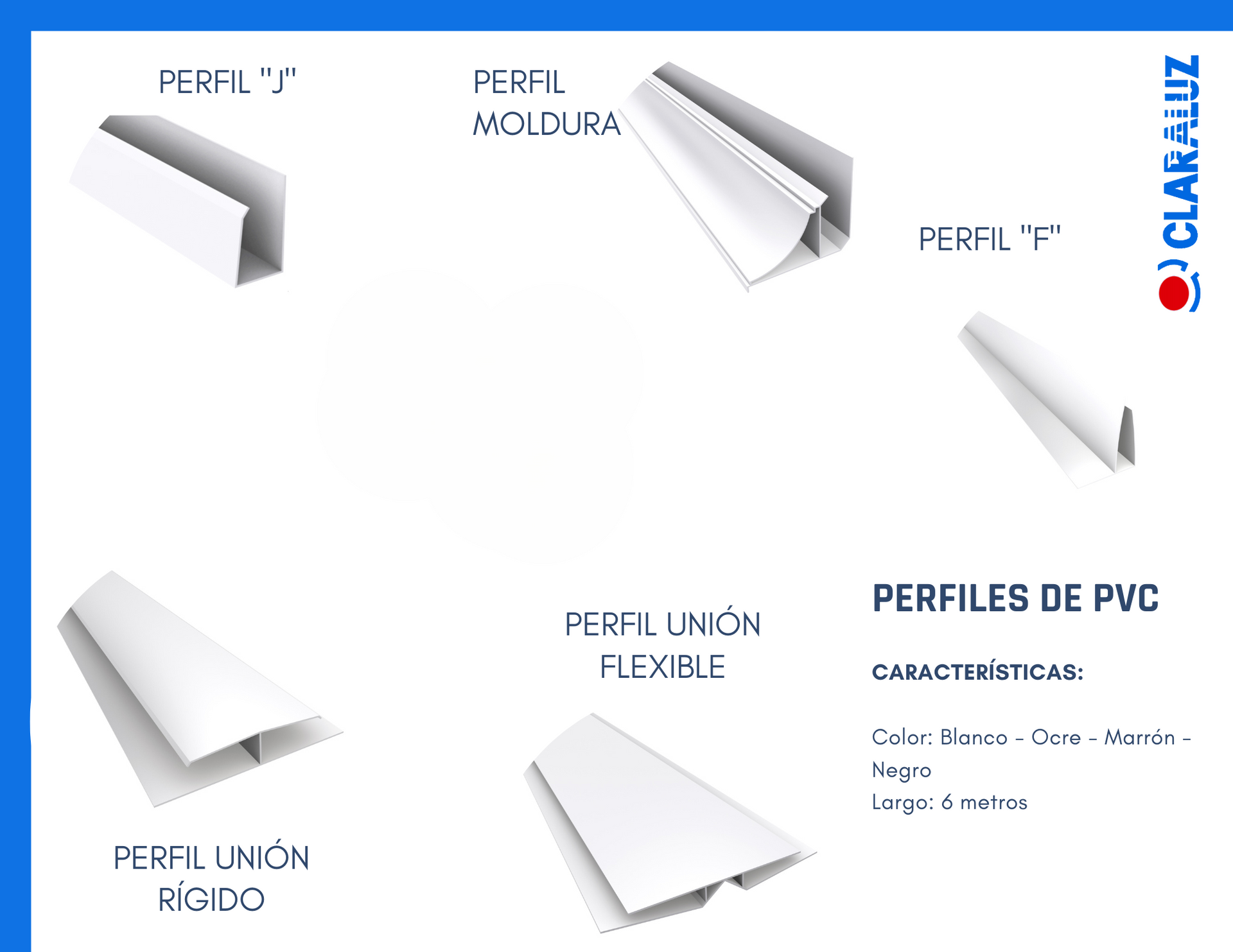 Catálogo de perfiles de PVC blanco: en forma de L, para moldeo, perfiles de unión rígidos y flexibles,