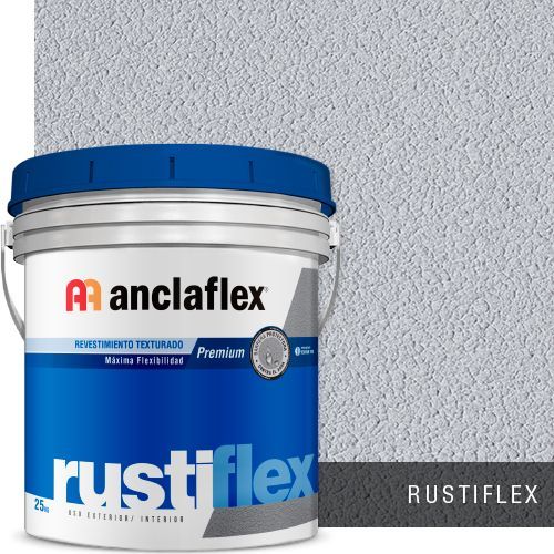 Cubo blanco de Anclaflex Rustiflex con tapa y etiqueta azules.