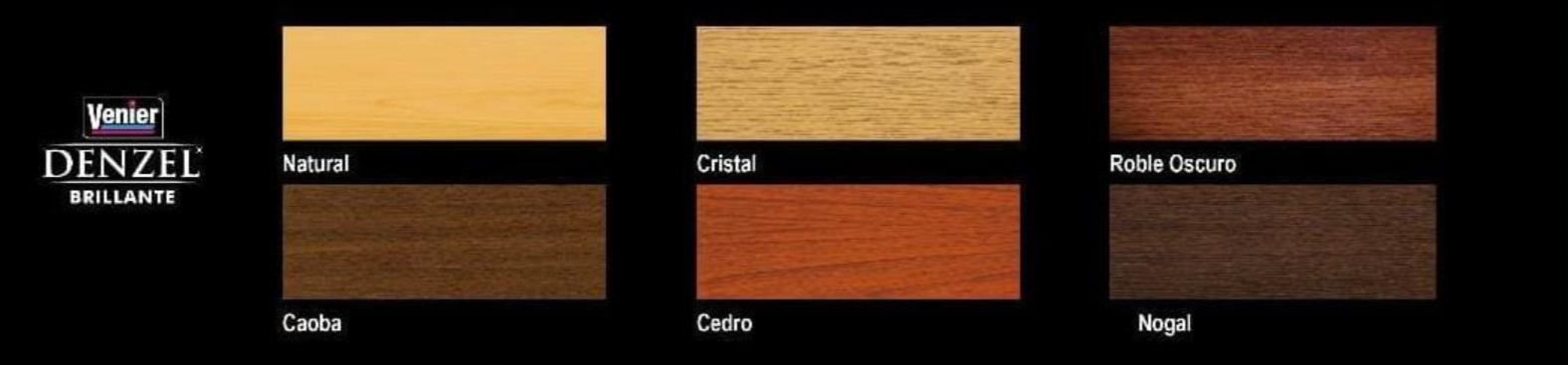Lata de pintura negra etiquetada como protector de madera Venier Denzel, acabado decorativo
