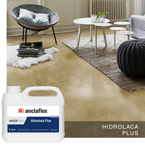 Jarra de plástico Anclaflex Hidrolaca Plus de 5 litros, blanca, con etiqueta y asa azules.