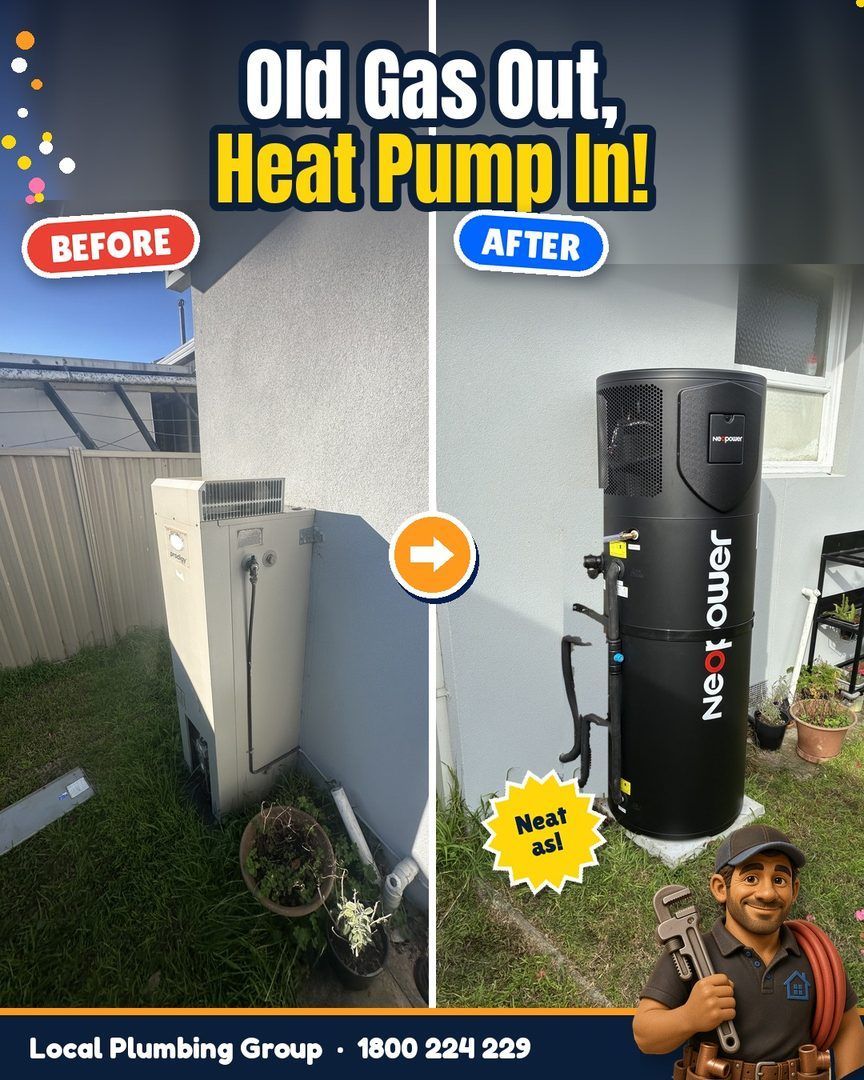 Before and after: Old gas unit replaced with a NeoPower heat pump