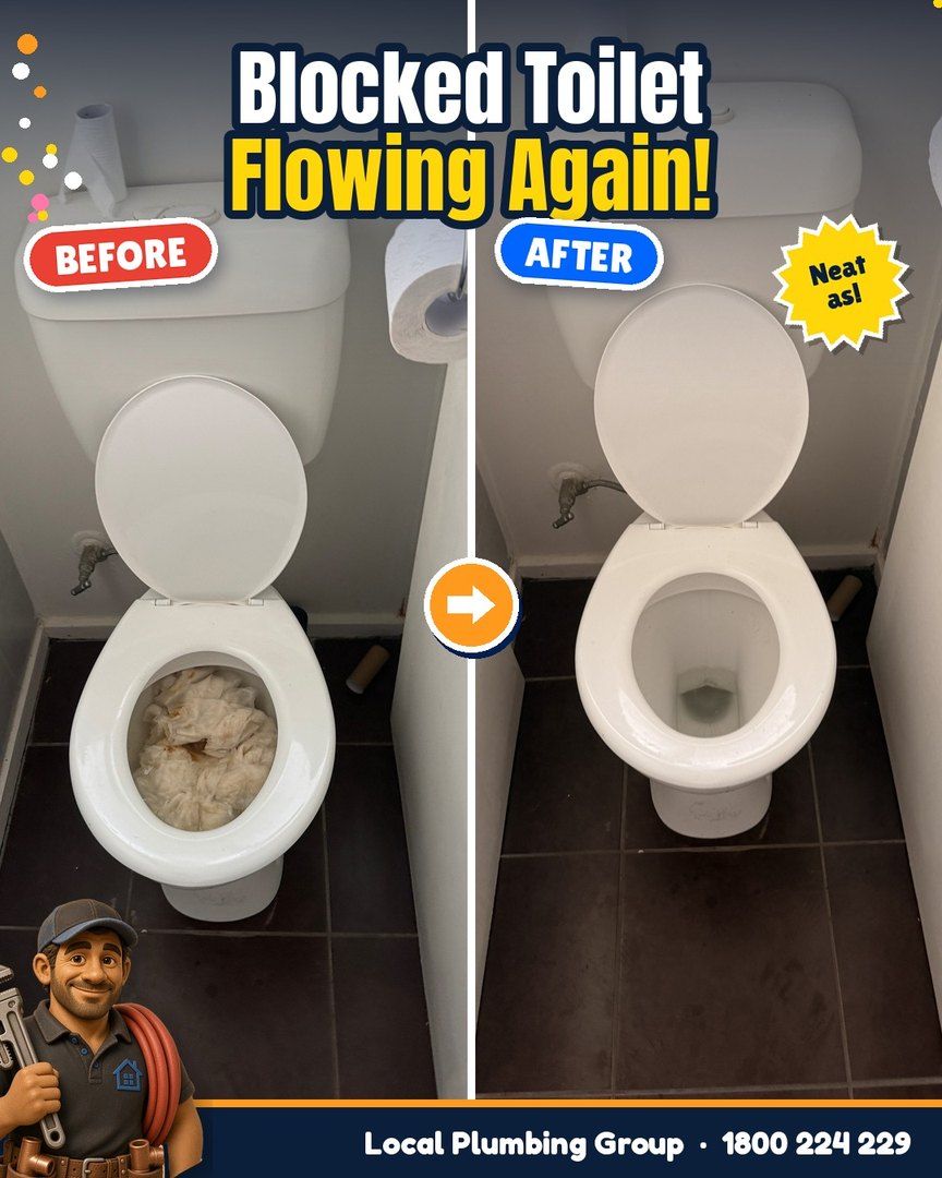 Before and after: Blocked toilet, flowing again